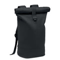 Rolltop rugzak van gewassen canvas, zwart