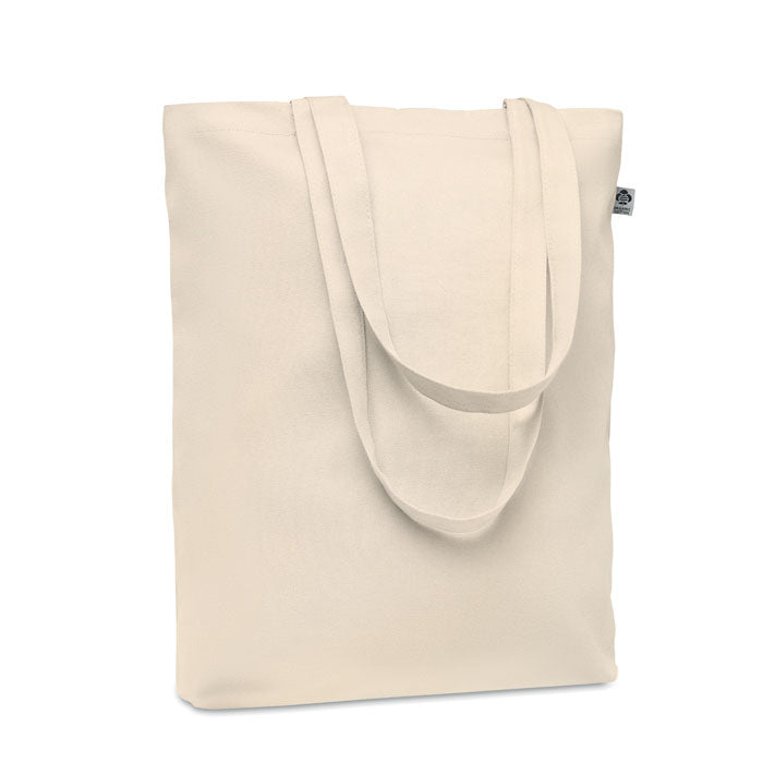 Boodschappentas van biologisch katoen met zijvouw, beige