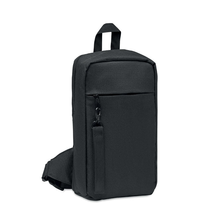 Crossbody tas van gerecycled polyester, zwart
