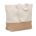 Strandtas van canvas met juten detail, beige
