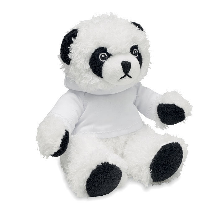 Pluche panda met capuchontrui, wit