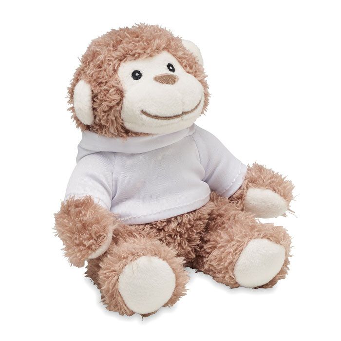 Pluche aap met capuchontrui, wit