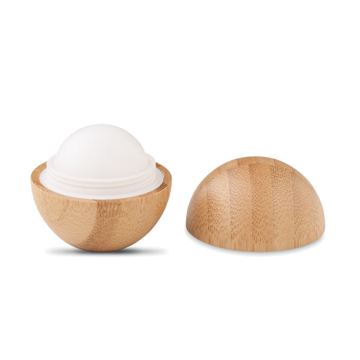 Lippenbalsem SPF10 in ronde bamboe pot, hout