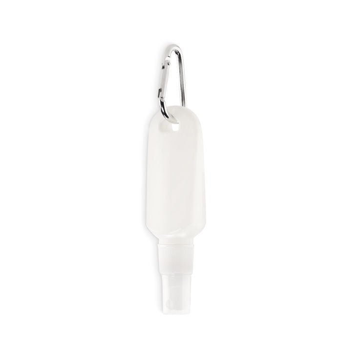 Zonnebrandspray SPF25 met karabijnhaak, wit