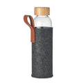 Drinkfles 500 ml van glas met vilten hoes, steengrijs