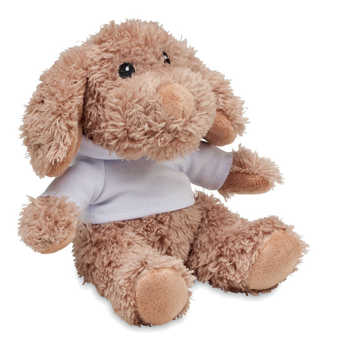 Pluche hond met capuchontrui, wit
