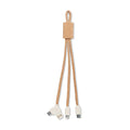 Oplaadkabel 3-in-1 met kurken behuizing, beige
