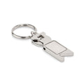 Sleutelhanger met winkelwagenmuntje en flesopener, mat zilver