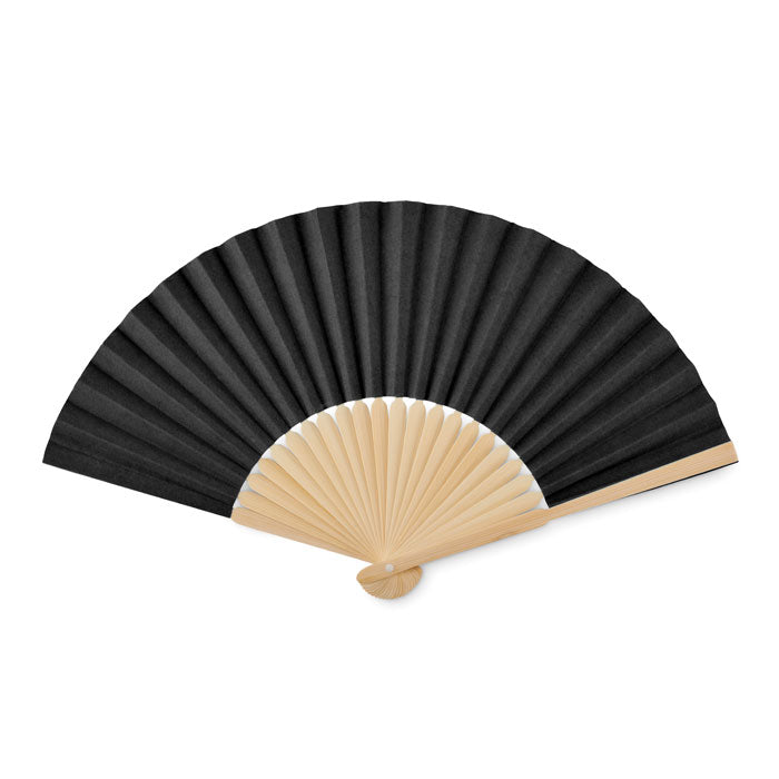Waaier met bamboe handvat, zwart