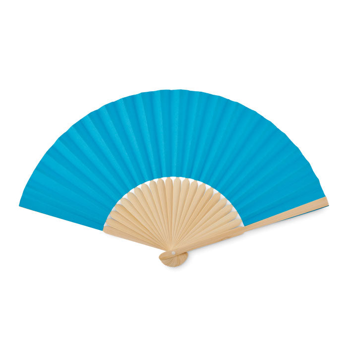 Waaier met bamboe handvat, turquoise