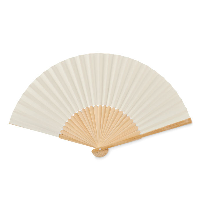 Waaier met bamboe handvat, beige