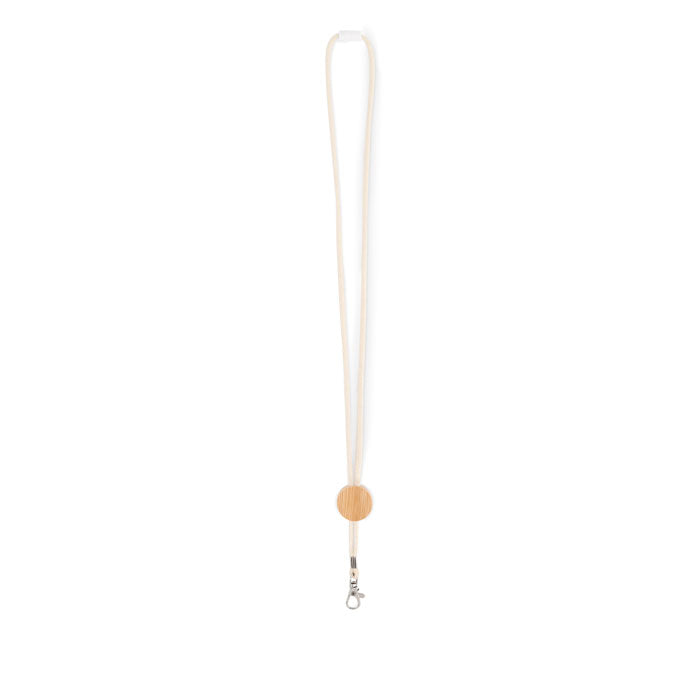 Lanyard van katoen met bamboe detail, beige