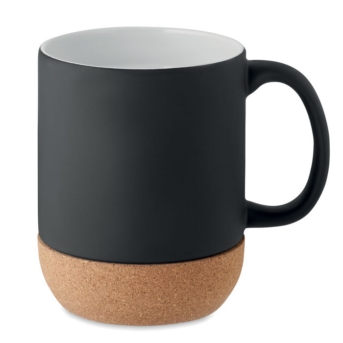 Keramische mok met kurken voet, 300 ml, zwart
