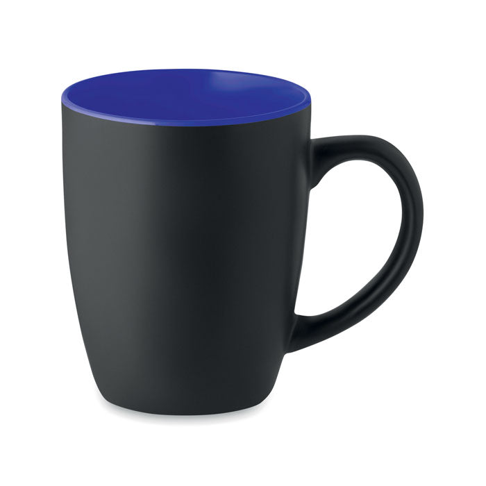 Keramische mok mat zwart met gekleurde binnenkant, royal blauw