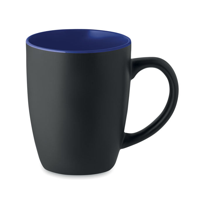Keramische mok mat zwart met gekleurde binnenkant, marineblauw