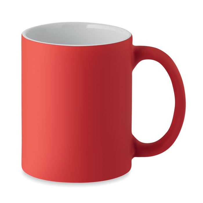 Keramische mok mat, cilindervorm, rood