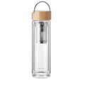 Theefles 400 ml met theezeef, dubbelwandig, transparant