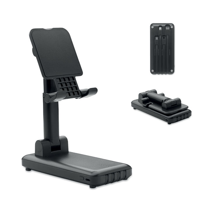 Powerbank 10.000 mAh met telefoonhouder, zwart