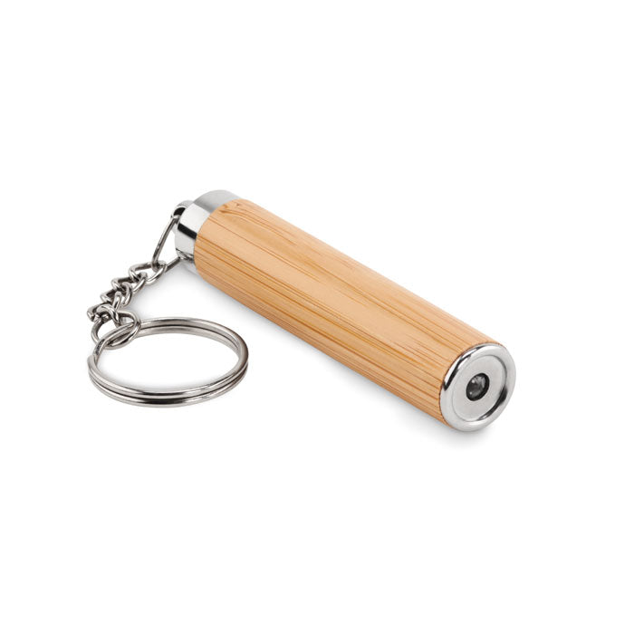 LED zaklamp met sleutelhanger van bamboe, hout