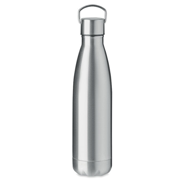 Thermosfles 500 ml, dubbelwandig roestvrij staal, mat zilver