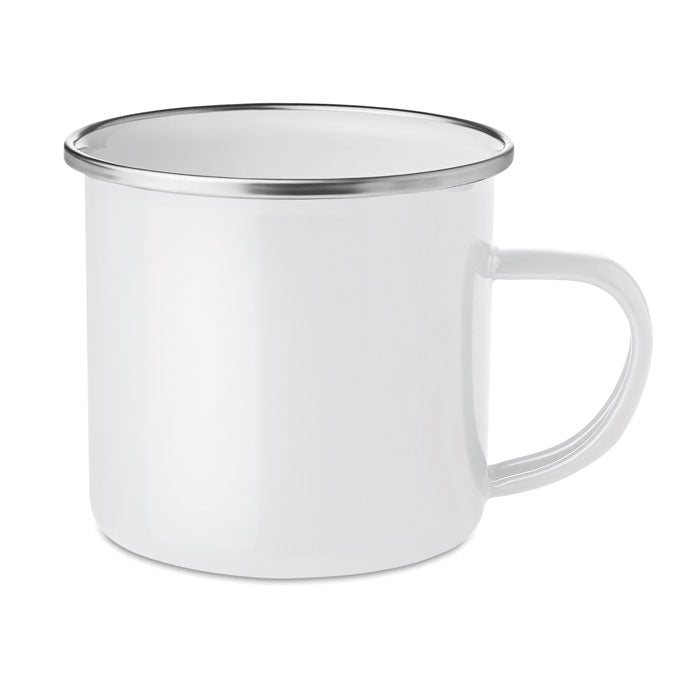 Metalen mok in vintage look, 350 ml, wit