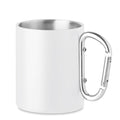 Dubbelwandige RVS mok met karabijnhaak, 300 ml, wit