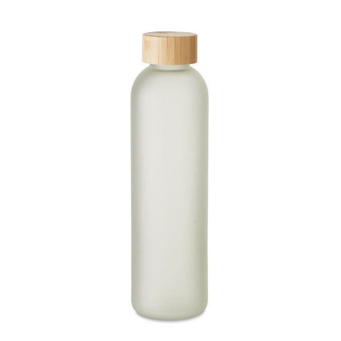 Glazen fles 650 ml met bamboe deksel, transparant wit