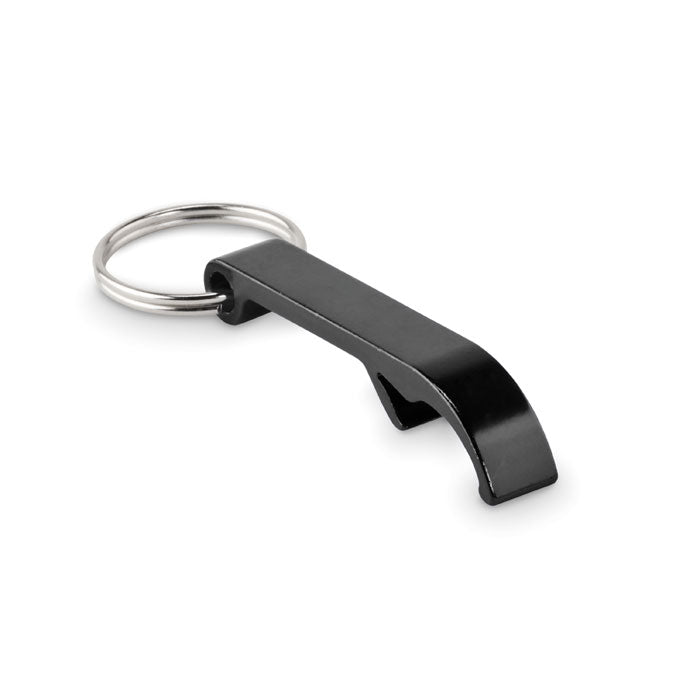 Sleutelhanger met flesopener, aluminium, zwart