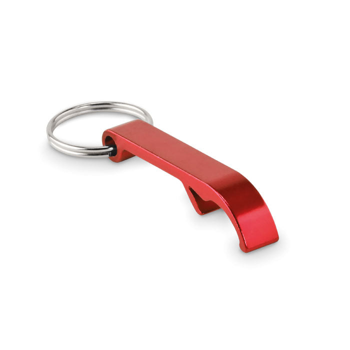 Sleutelhanger met flesopener, aluminium, rood