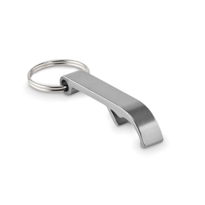 Sleutelhanger met flesopener, aluminium, zilver