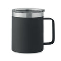 Beker 300 ml van gerecycled RVS met schuifdeksel, zwart