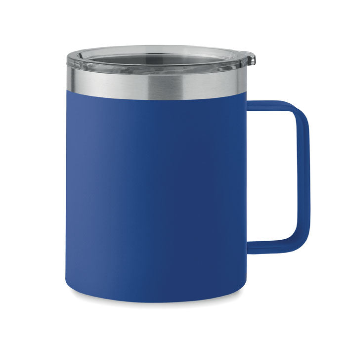 Beker 300 ml van gerecycled RVS met schuifdeksel, blauw