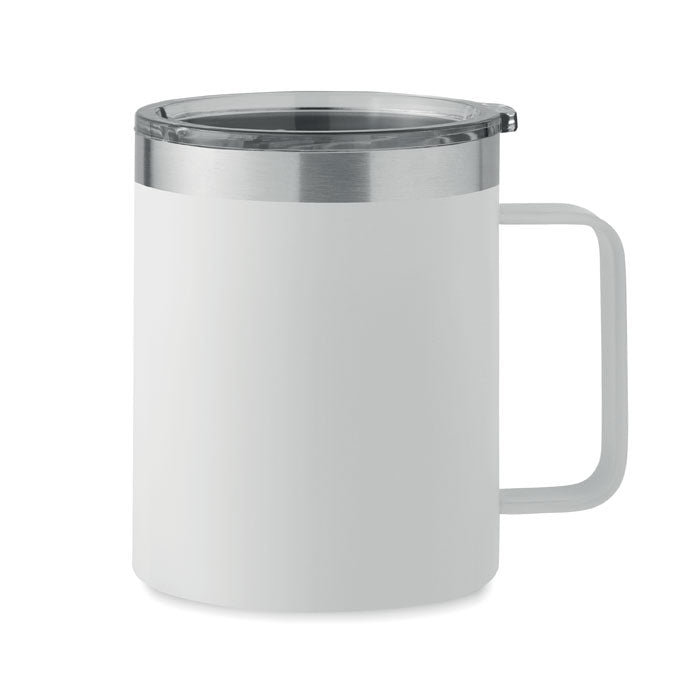 Beker 300 ml van gerecycled RVS met schuifdeksel, wit