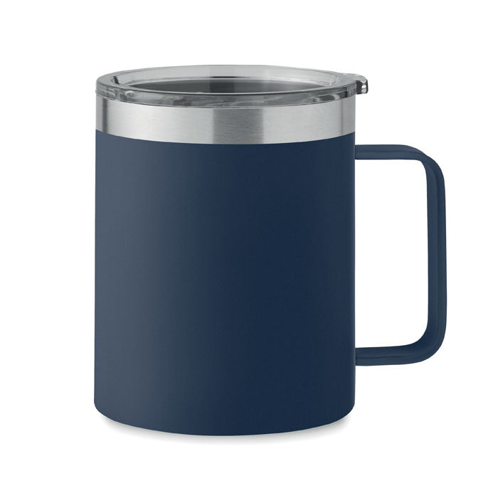 Beker 300 ml van gerecycled RVS met schuifdeksel, marineblauw