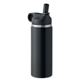 Thermosfles 500 ml van gerecycled RVS met rietje, zwart