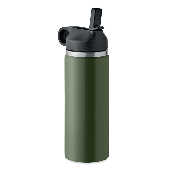 Thermosfles 500 ml van gerecycled RVS met rietje, donker marinegroen