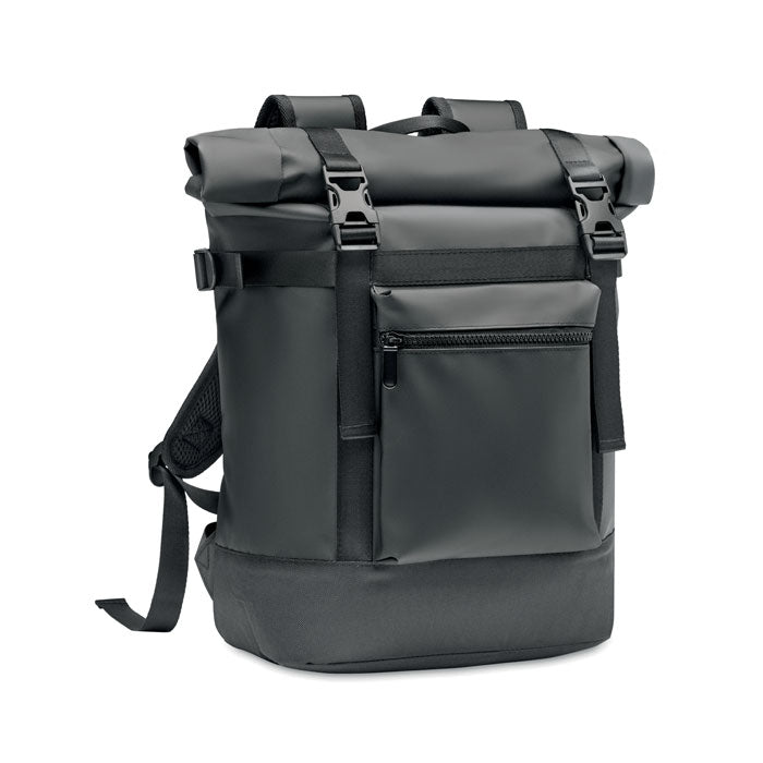 Rolltop rugzak van tarpaulin, zwart