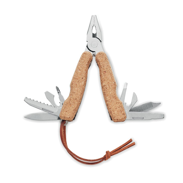 Multitool met kurk bekleed handvat, 9 functies, beige