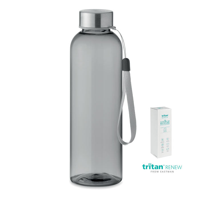 Drinkfles 500 ml van gerecycled Tritan met RVS dop, transparant grijs