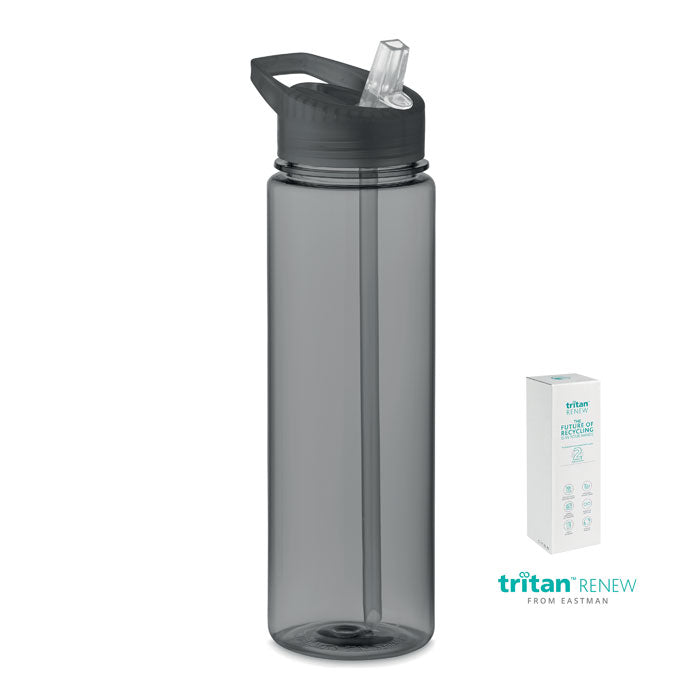 Drinkfles 650 ml van gerecycled Tritan, opvouwbaar mondstuk, transparant grijs