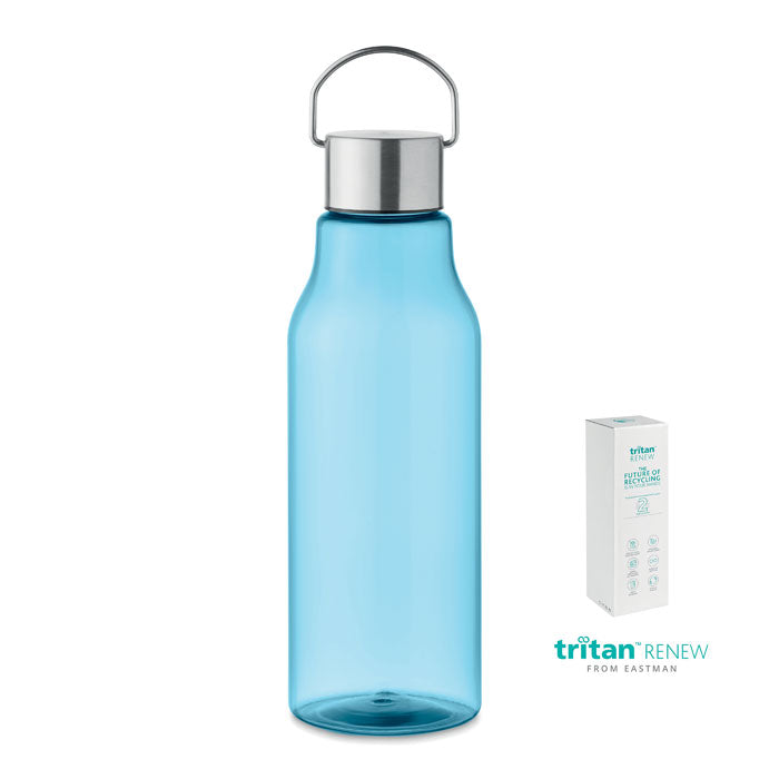 Drinkfles 800 ml van gerecycled Tritan met RVS dop, transparant blauw
