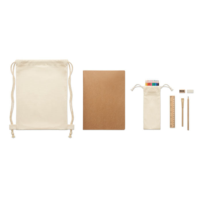 Kinder tekenset met potloden en gerecycled papier, beige