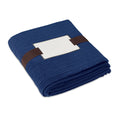 Dikke fleece deken met bedrukbaar kaartje, blauw