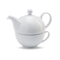Theeset met theepot en kopje, keramiek, wit