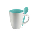 Tweekleurige koffiemok met lepel, blauw