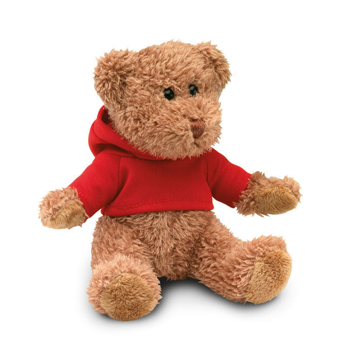 Pluche teddybeer met capuchonsweater, rood