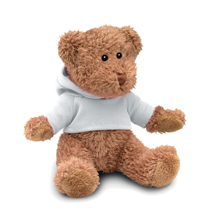 Pluche teddybeer met capuchonsweater, wit