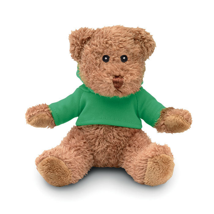Pluche teddybeer met capuchonsweater, groen