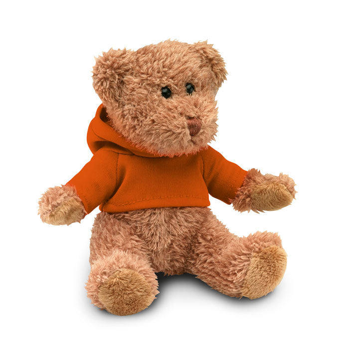 Pluche teddybeer met capuchonsweater, oranje