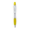 Balpen en markeerstift in één, geel